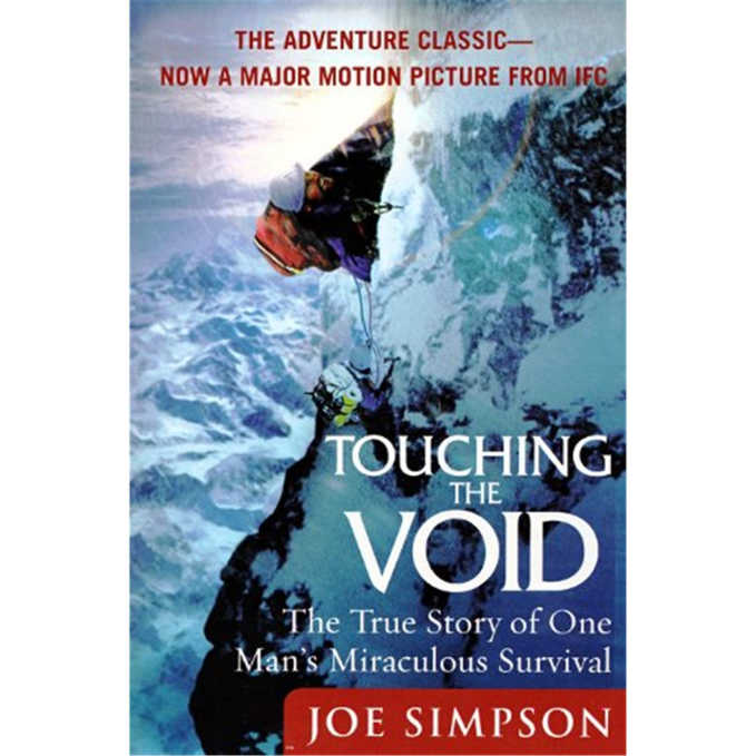 Book cover of Touching the Void by Joe Simpson - incredible mountaineering survival story